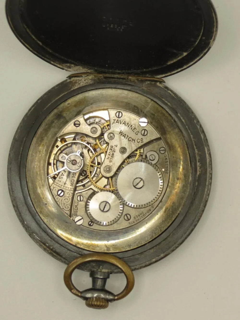 Antique Tavannes Pocket Watch 1910-1930 Sunburst Face Non-Working